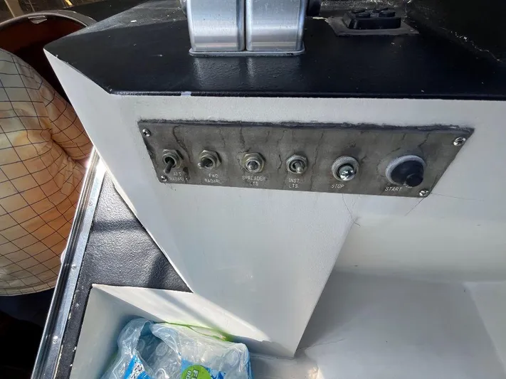 Lady Elaine Yacht Photos Pics Control panel on a 1993 Kha Shing Motoryacht with switches and dials.