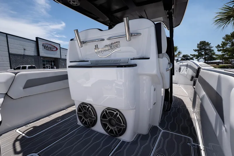  Yacht Photos Pics 2023 Sunsation 32 CCX boat interior with sleek design and modern features.