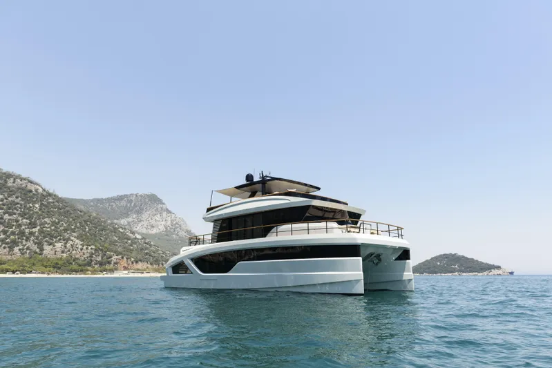 Lazzara Lpc 300 Yacht Photos Pics Luxury Lazzara LPC 300 yacht cruising near scenic coastline, 2027 model.