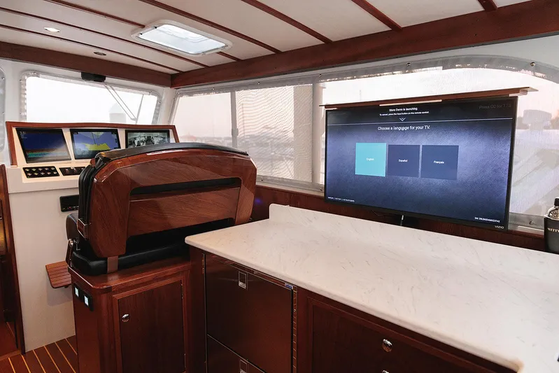  Yacht Photos Pics Luxurious interior of 2022 Composite Yacht CY46 with modern navigation and entertainment systems.