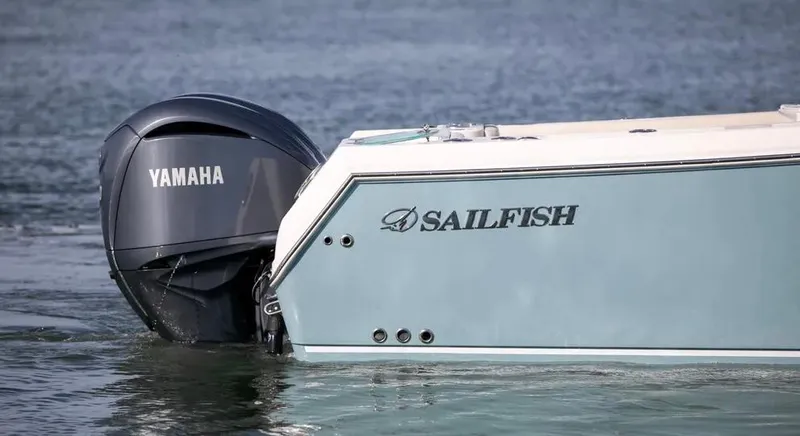  Yacht Photos Pics 2022 Sailfish 290 CC boat with Yamaha engine on water.