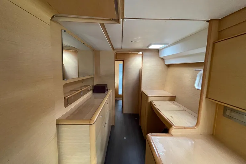 Tikiaora Yacht Photos Pics Interior of 2008 Lagoon 500 yacht with light wood cabinetry and modern design.