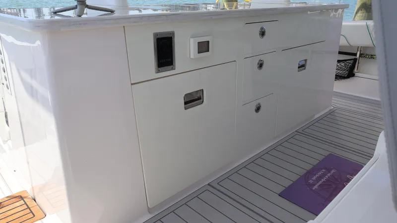  Yacht Photos Pics 2022 Regal 38 SAV boat interior with sleek cabinetry and modern design.