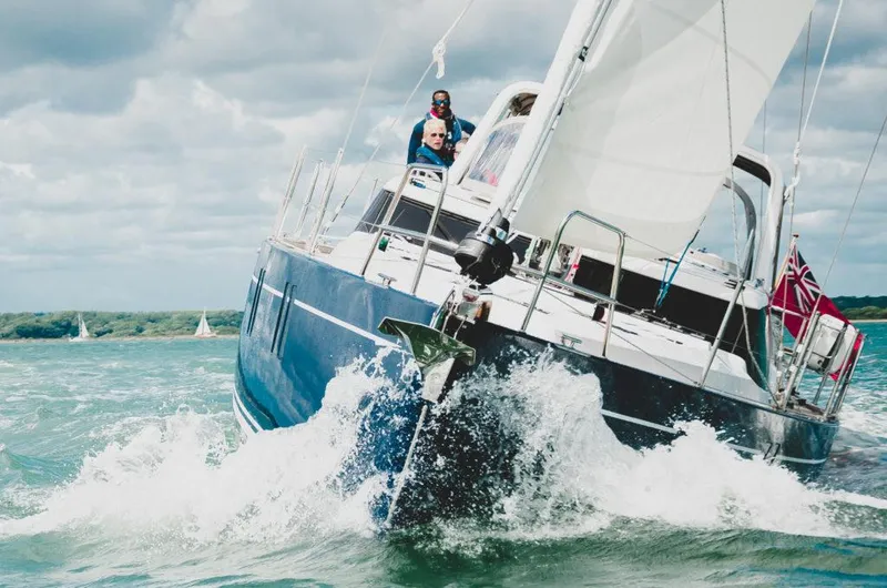 New Boat Built To Order Yacht Photos Pics Sailing yacht Southerly 480 (2025) navigating through waves on a cloudy day.