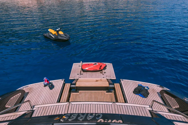  Yacht Photos Pics Luxury yacht Riva 68 Ego, 2006 model, with jet ski on blue water.