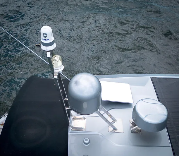  Yacht Photos Pics 2023 Azimut Atlantis 45 yacht with advanced navigation equipment on deck.