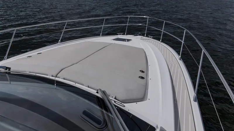  Yacht Photos Pics 2023 Azimut Atlantis 45 yacht deck with sleek design on open water.