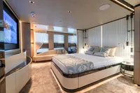 Luxurious 2023 Bilgin Custom yacht bedroom with modern design and elegant furnishings.