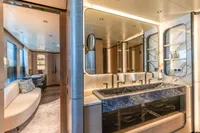 Luxurious 2023 Bilgin Custom yacht interior with elegant bathroom and modern design.