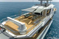 Luxurious 2023 Bilgin Custom yacht with spacious deck and modern design on open sea.
