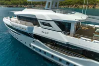 Luxurious 2023 Bilgin Custom yacht "KASIF" cruising in clear blue waters.