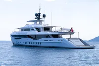 Luxurious 2023 Bilgin Custom yacht on serene ocean waters.