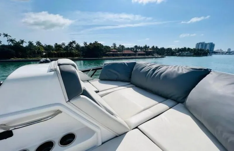 Rio Yacht Photos Pics Luxurious 2017 Cruisers Yachts 60 Fly with plush seating, overlooking serene waterfront views.