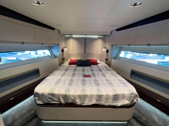  Yacht Photos Pics Luxurious bedroom interior of 2020 Azimut GRANDE 25 METRI yacht with modern design.