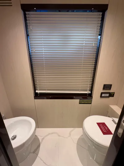  Yacht Photos Pics Luxury yacht bathroom with modern fixtures, Azimut GRANDE 25 METRI 2020 model.