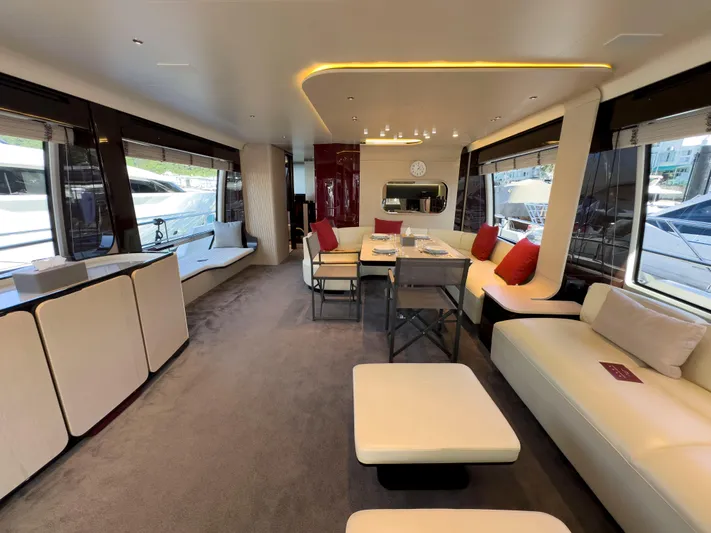  Yacht Photos Pics Luxurious interior of 2020 Azimut GRANDE 25 METRI yacht with elegant seating and dining area.