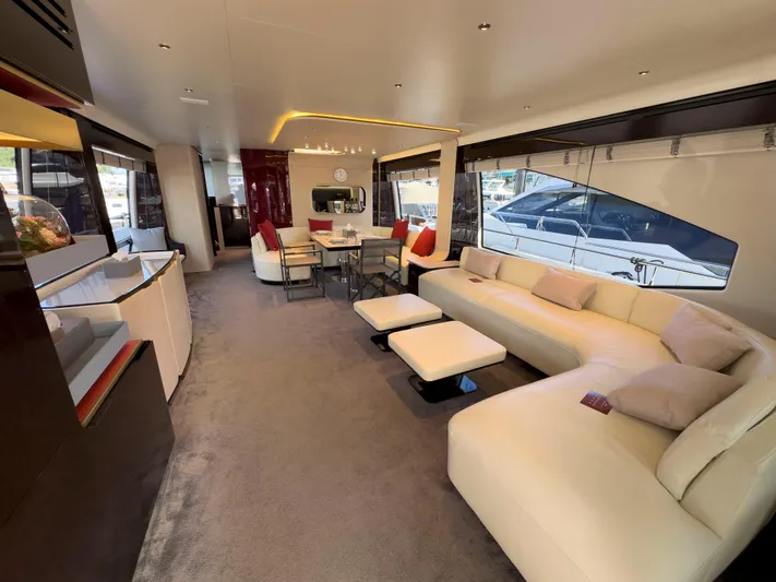  Yacht Photos Pics Luxurious interior of 2020 Azimut GRANDE 25 METRI yacht with elegant seating and modern design.