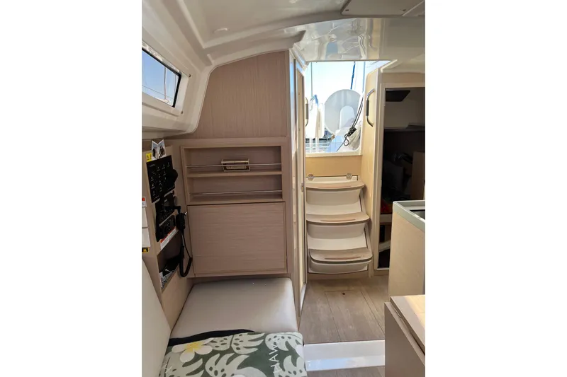 Polaris Yacht Photos Pics Interior of 2021 Beneteau Oceanis 30.1 yacht, featuring modern design and compact storage.