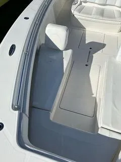  Yacht Photos Pics 2017 Invincible 39 Open Fisherman boat interior with white seating and deck.