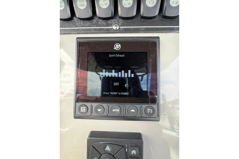  Yacht Photos Pics Control panel of 2024 Boston Whaler 280 Outrage with sport exhaust settings.
