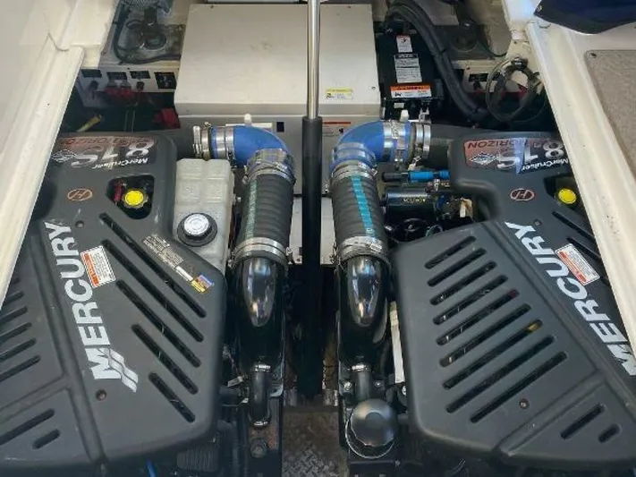  Yacht Photos Pics Twin Mercury engines in a 2006 Cruisers Yachts 340 Express boat.