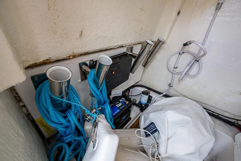  Yacht Photos Pics Interior of 2023 Tidewater 2700 Carolina Bay boat with ropes and equipment.