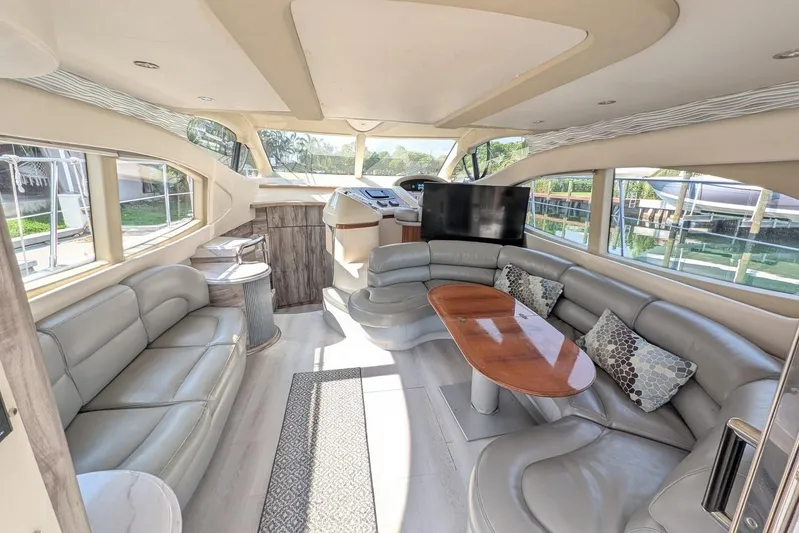  Yacht Photos Pics Luxurious interior of a 2001 Azimut 46 yacht with elegant seating and modern design.