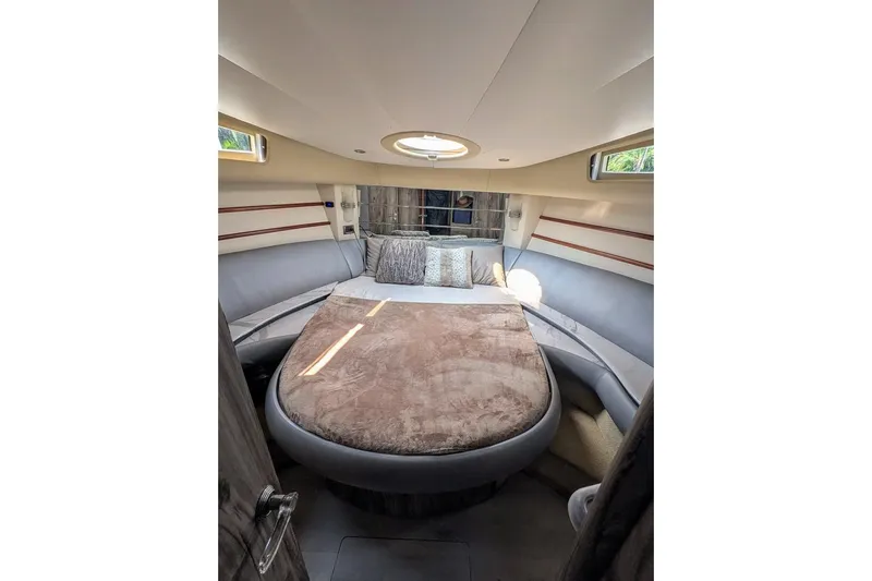  Yacht Photos Pics Luxurious interior of a 2001 Azimut 46 yacht with plush seating and elegant decor.