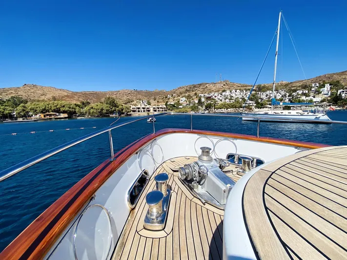  Yacht Photos Pics Bow view of 2014 Ada Yacht Steel Trawler in scenic coastal waters.
