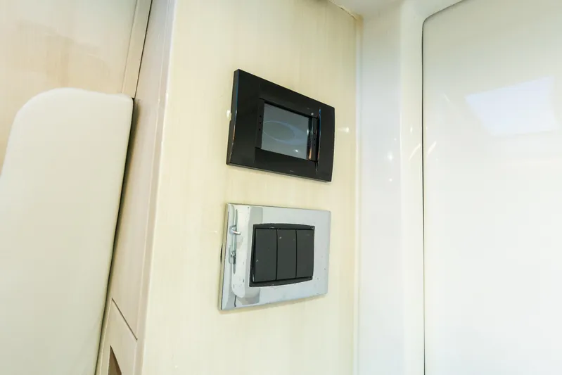  Yacht Photos Pics Interior switches on 2023 HCB 42 Lujo yacht, featuring modern design and sleek finishes.