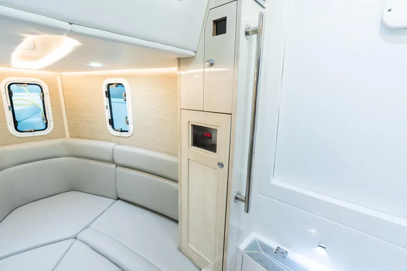  Yacht Photos Pics Luxurious interior of 2023 HCB 42 Lujo boat with plush seating and modern design.