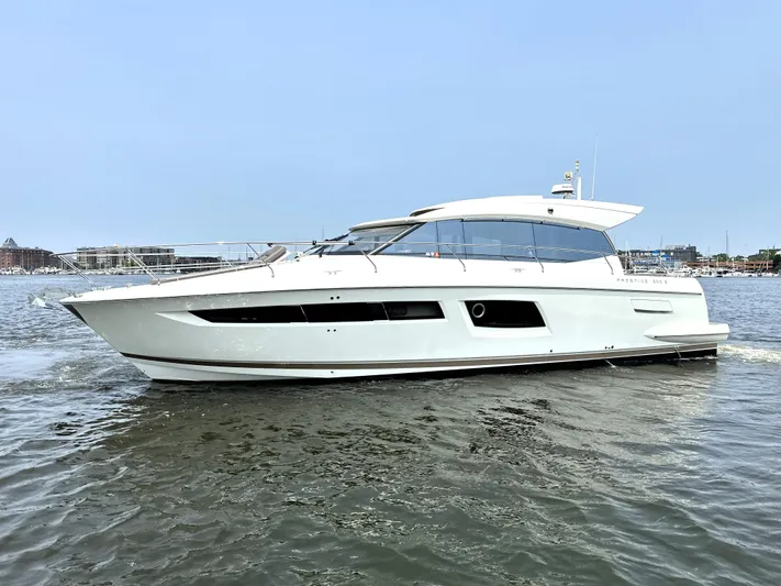 Grand Cru Yacht Photos Pics 2017 Prestige 500 S yacht cruising on calm waters.