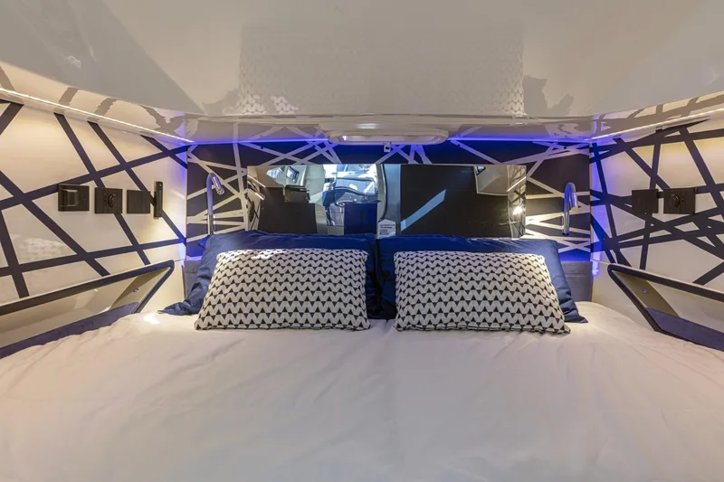 Granturismo 14.0 X Yacht Photos Pics Luxurious cabin interior of 2024 Lomac GranTurismo 14.0 with modern design and ambient lighting.