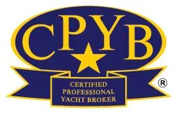 Lady In Blue Yacht Photos Pics Certified Professional Yacht Broker logo with star, blue and yellow design.