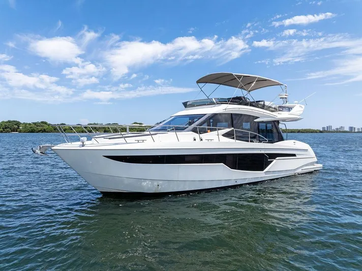 Sea Whisperer Yacht Photos Pics 2019 Galeon 500 Fly yacht cruising on a sunny day.