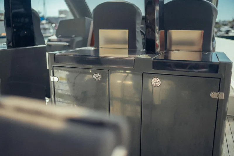 Hummingbird Yacht Photos Pics Interior of 2008 Fjord 40 Open yacht, featuring sleek cabinetry and modern design elements.