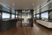 Luxurious interior of 2021 Wally WHY 200 yacht with modern design and ocean view.