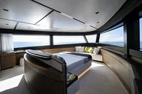 Luxurious interior of 2021 Wally WHY 200 yacht with panoramic ocean views.