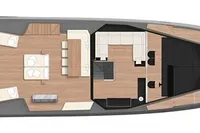 Top view of 2021 Wally WHY 200 yacht layout, featuring spacious interior design.