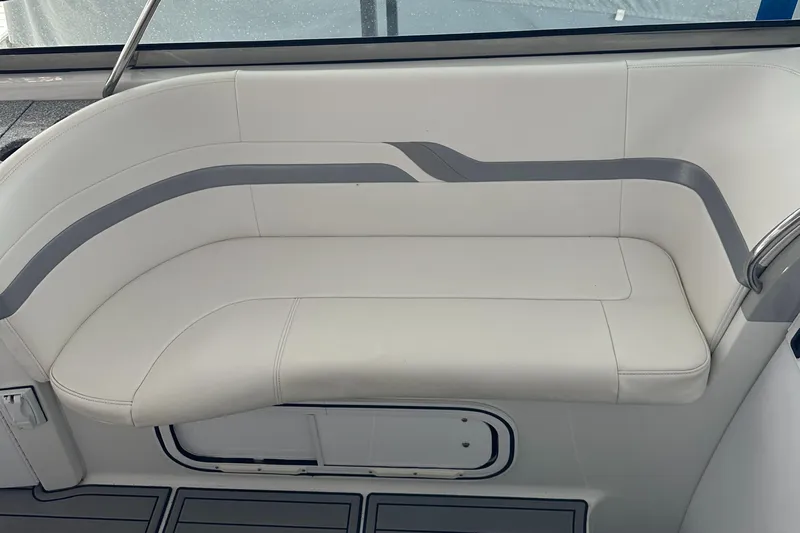  Yacht Photos Pics 2004 Formula 370 SS boat interior with white cushioned seating.