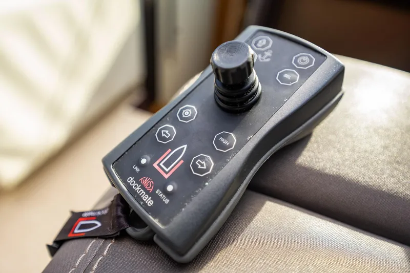 The Best Day Ever Yacht Photos Pics Joystick control for 2013 Prestige 500S yacht, featuring Dockmate system.