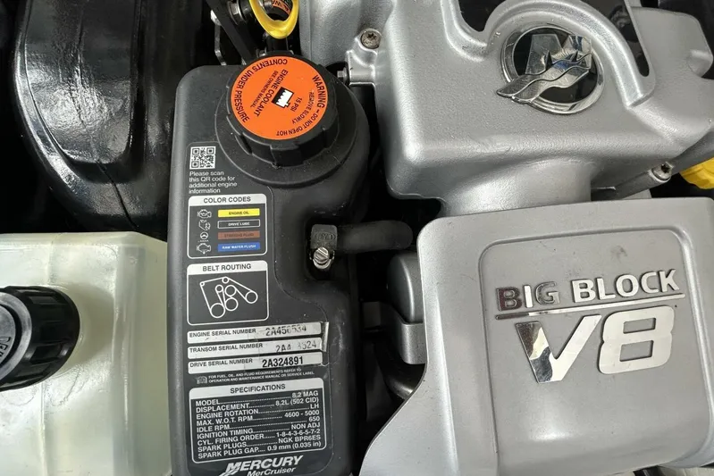  Yacht Photos Pics Engine compartment of a 2016 Sea Ray 350 Sundancer with Big Block V8.