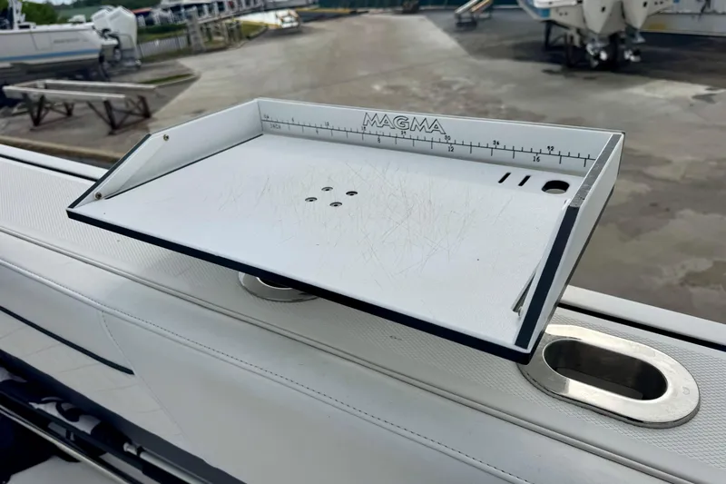  Yacht Photos Pics Cutting board on 2023 Blackfin 332 CC boat, featuring Magma ruler.