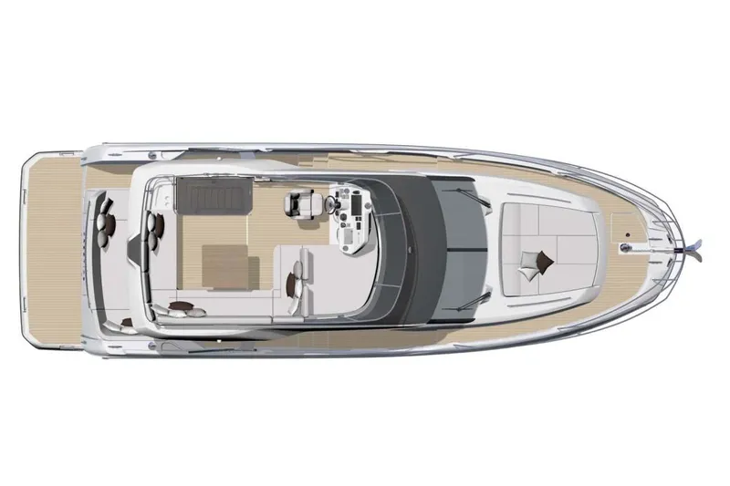  Yacht Photos Pics Manufacturer Provided Image: Top view of 2026 Prestige F4.3 yacht layout, showcasing deck and seating areas.