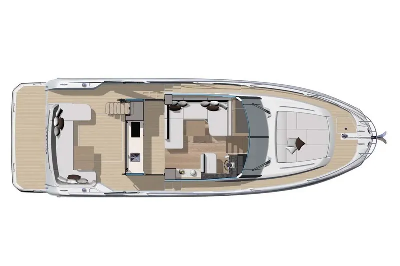  Yacht Photos Pics Manufacturer Provided Image: Top view of 2026 Prestige F4.3 yacht layout, showcasing spacious deck and seating areas.