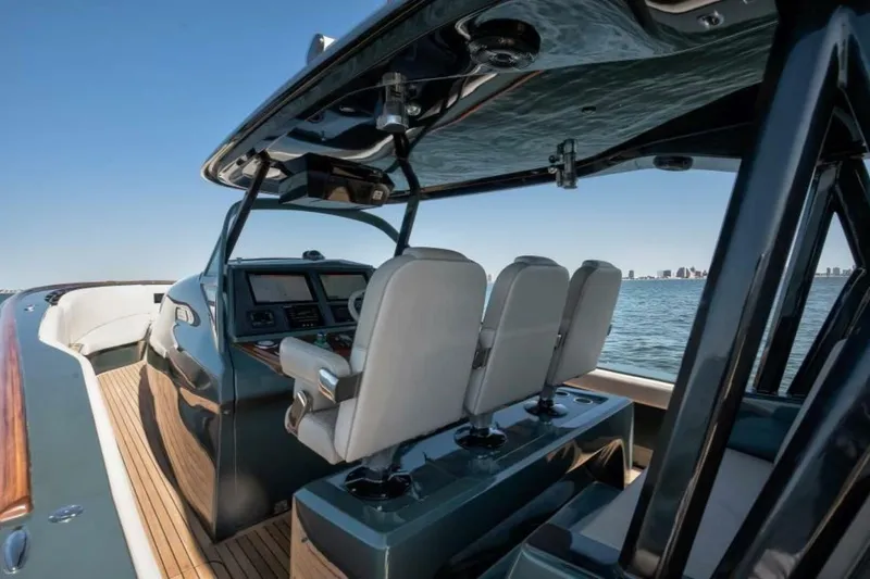  Yacht Photos Pics 2026 Buddy Davis Pininfarina yacht interior with sleek design and modern navigation controls.