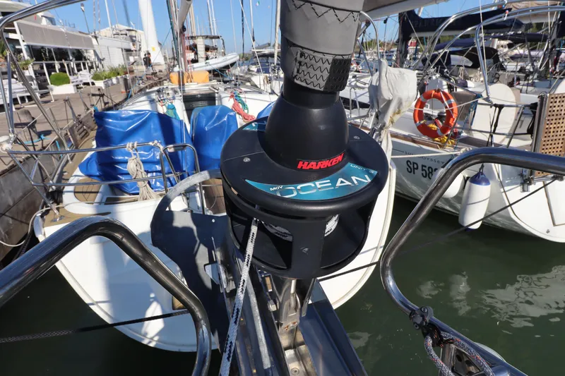 Marley 2 Yacht Photos Pics Jeanneau Sun Odyssey 509 sailboat, 2012 model, docked with visible Harken equipment.