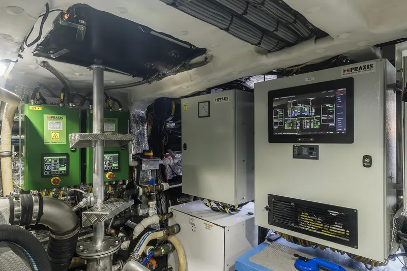 Vanguard Yacht Photos Pics Engine room of 2023 Naval Yachts XPM 78 with advanced control systems and equipment.