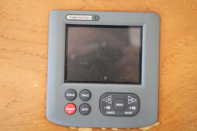 Sweetemocian Yacht Photos Pics Raymarine ST70 display on 1999 Ocean Yachts model yacht dashboard.