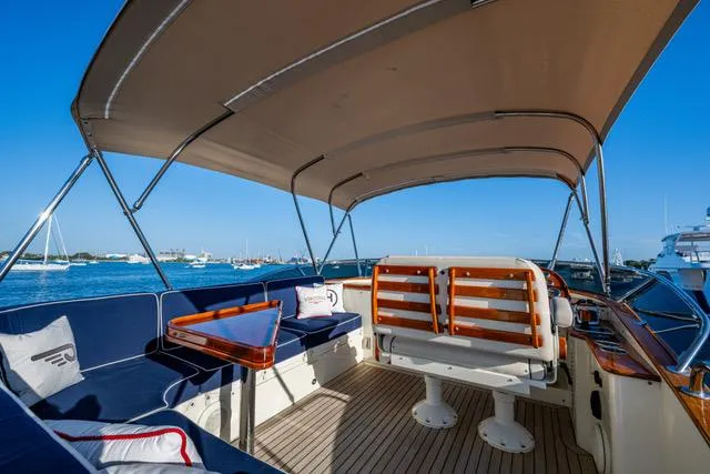 Virginia Yacht Photos Pics 2013 Hinckley Talaria 48 Flybridge with spacious seating and ocean view.